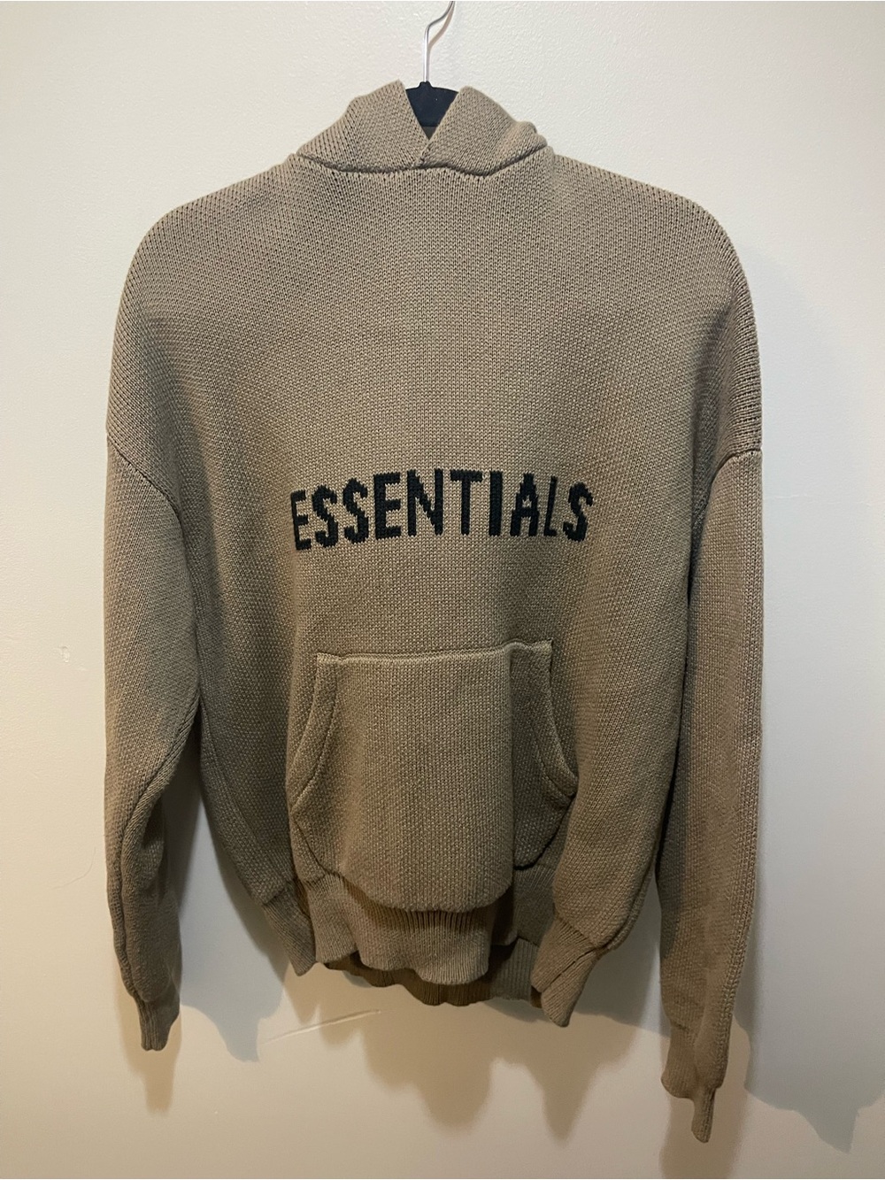 ESSENTIALS khaki Knit Hoodie